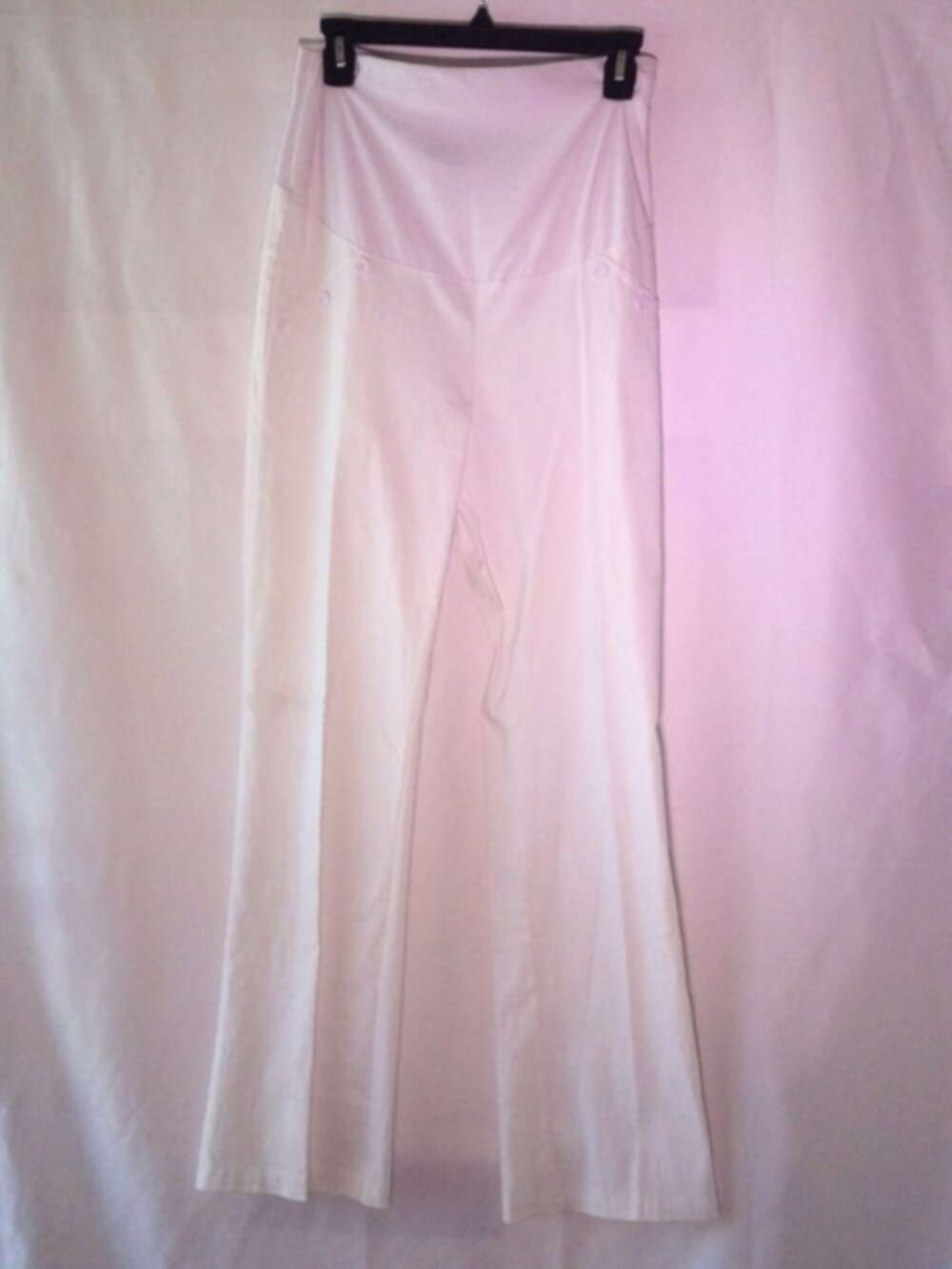 Valia White Pull-On Stretch Pants Medium Wide Leg Comfort Waist Made in Canada